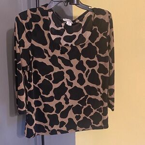 Black & Taupe Animal-Print Long Sleeve Tee